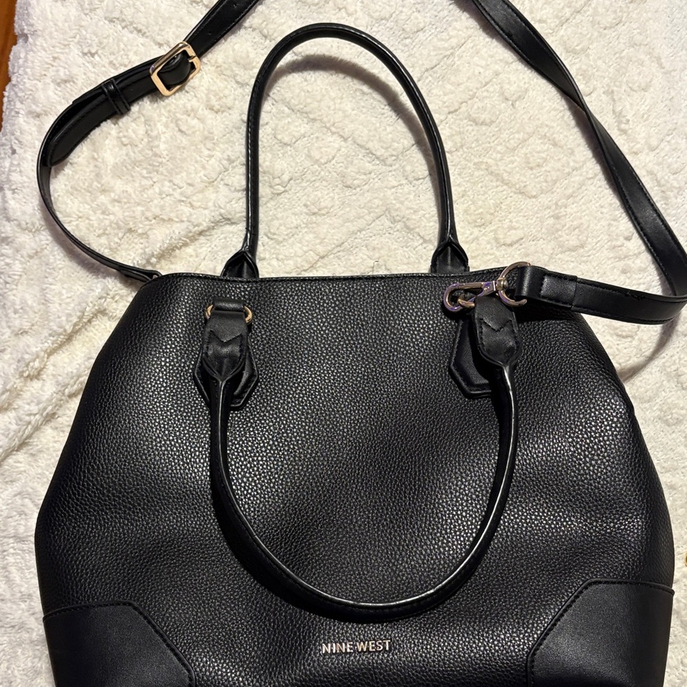 Nine West Black Textured Shoulder Bag
